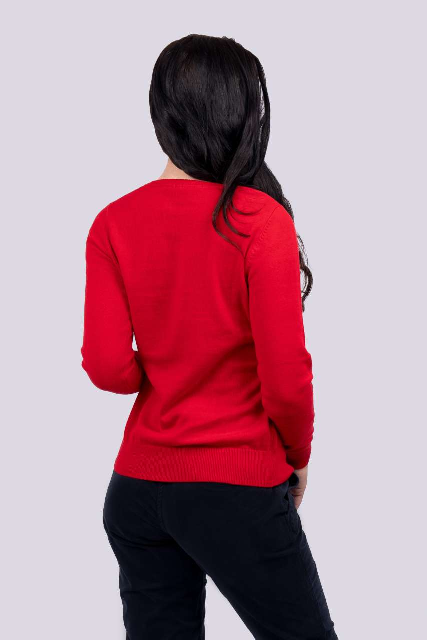 LE951 WOMEN’S V-NECK FINE GAUGE COTTON PULLOVER - Obrázek 2