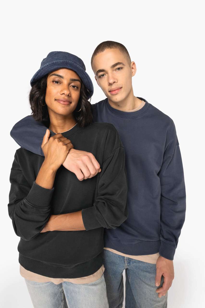 NS447 UNISEX WASHED EFFECT OVERSIZE ROUND NECK SWEATSHIRT - Obrázek 7