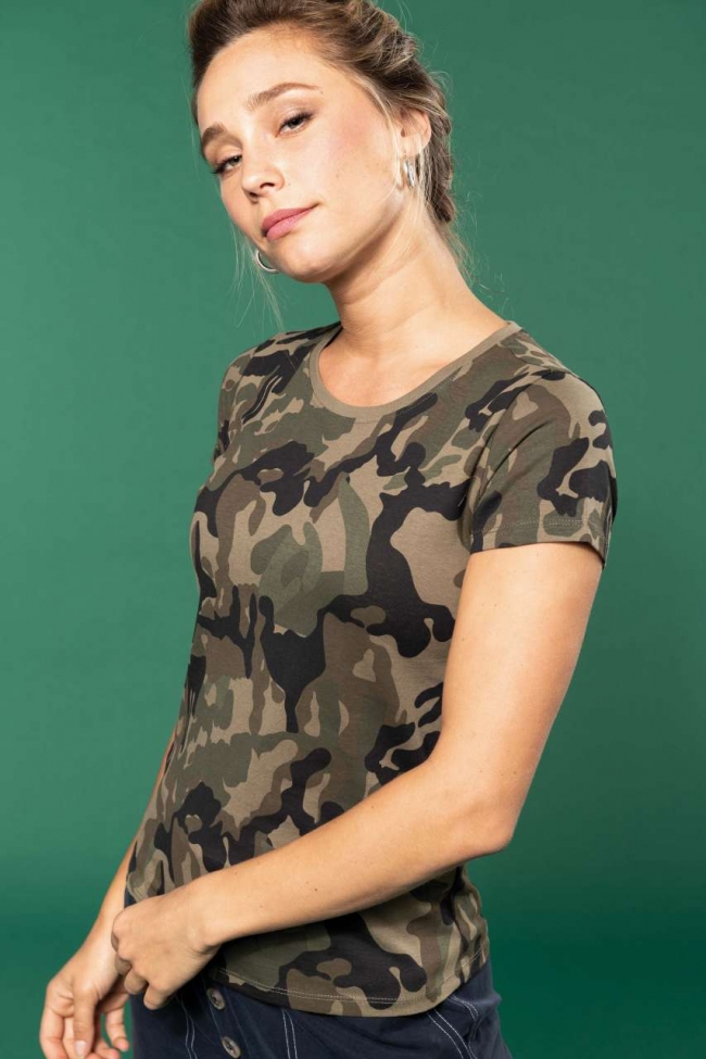 Kariban Trička KA3031 LADIES' SHORT-SLEEVED CAMO T-SHIRT