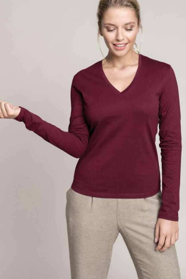 Kariban Trička KA382 LADIES' LONG SLEEVE V-NECK T-SHIRT